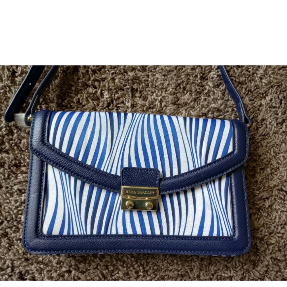 Vera Bradley Wavy Stripe Tess Crossbody Purse With Genuine Leather Trim …